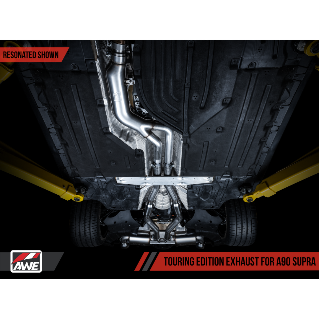 AWE GR Supra B58 Resonated Touring Edition Exhaust - 5in Chrome Silver Tips