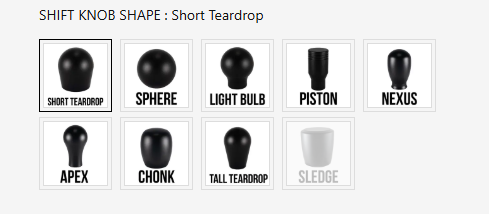 Billetworkz Shift Knob Shapes