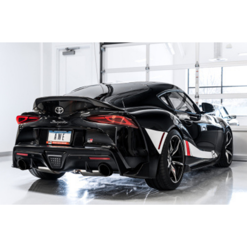 AWE GR Supra Resonated Touring Edition Exhaust - 5" Diamond Black Tips