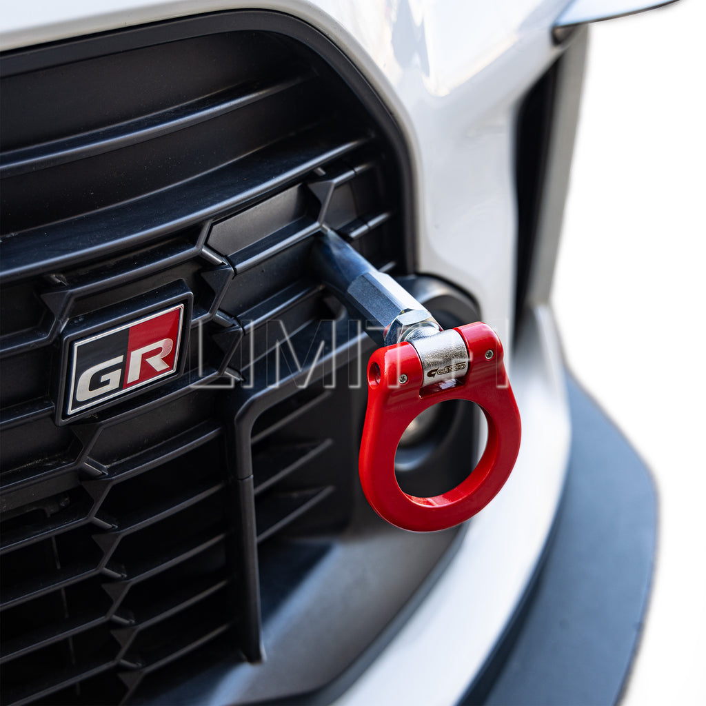 Cusco Retractable Front Tow Hook For Honda Fit Hybrid GP5/GP6 - Red, Bolt-On Installation - View #8