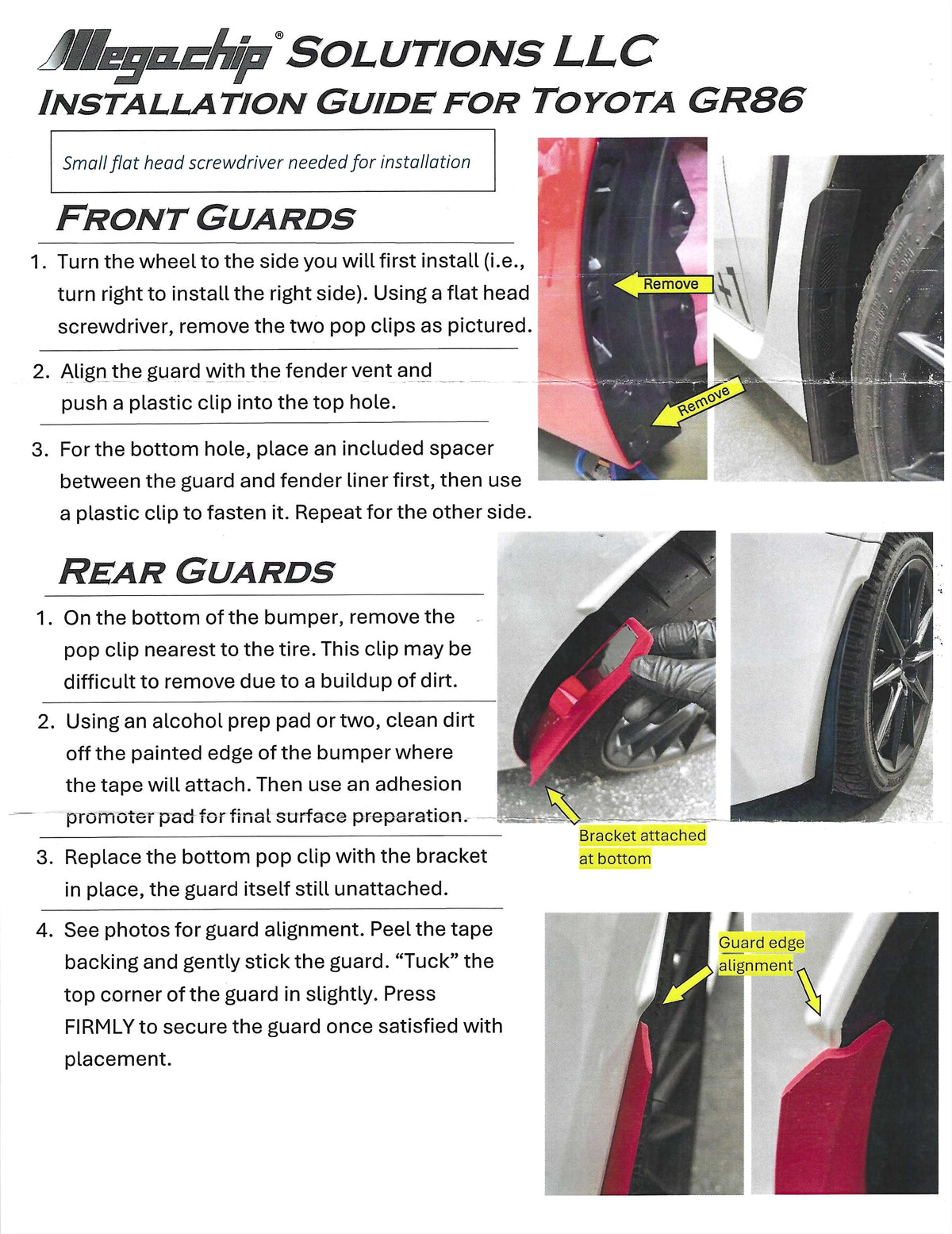 Chip Hand Guard GR86/BRZ MegaChip Low-Profile Chip Guards Installation Guide – LIMIT+1