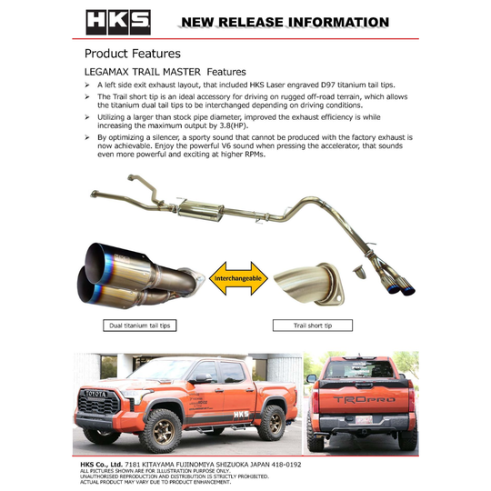 HKS 2022+ Tundra Legamax Trail Master Catback Exhaust