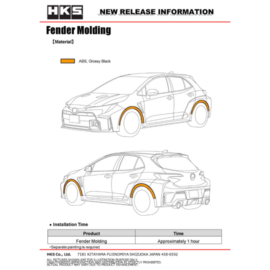 HKS GR Corolla Fender Moldings
