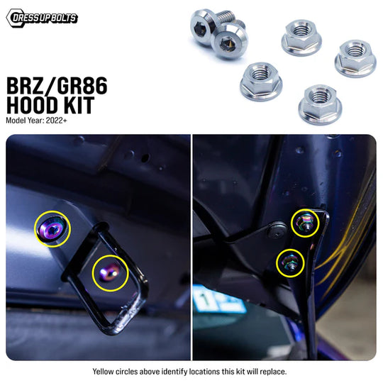 Dress Up Bolts GR86 / BRZ Titanium Hood Hardware Kit