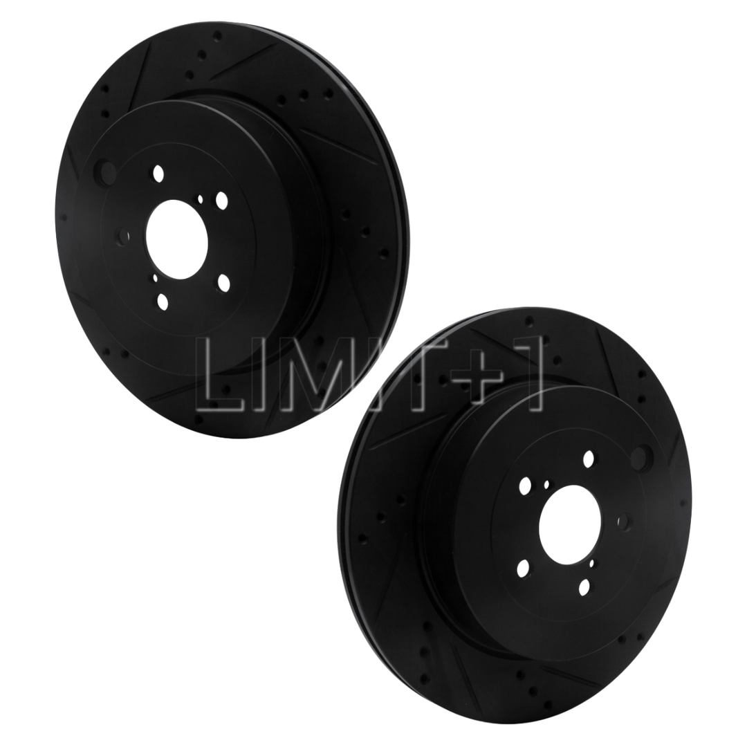 R1 Concepts GR86 / BRZ eLine Black Cross-Drilled Rotors - Rear (Brembo)