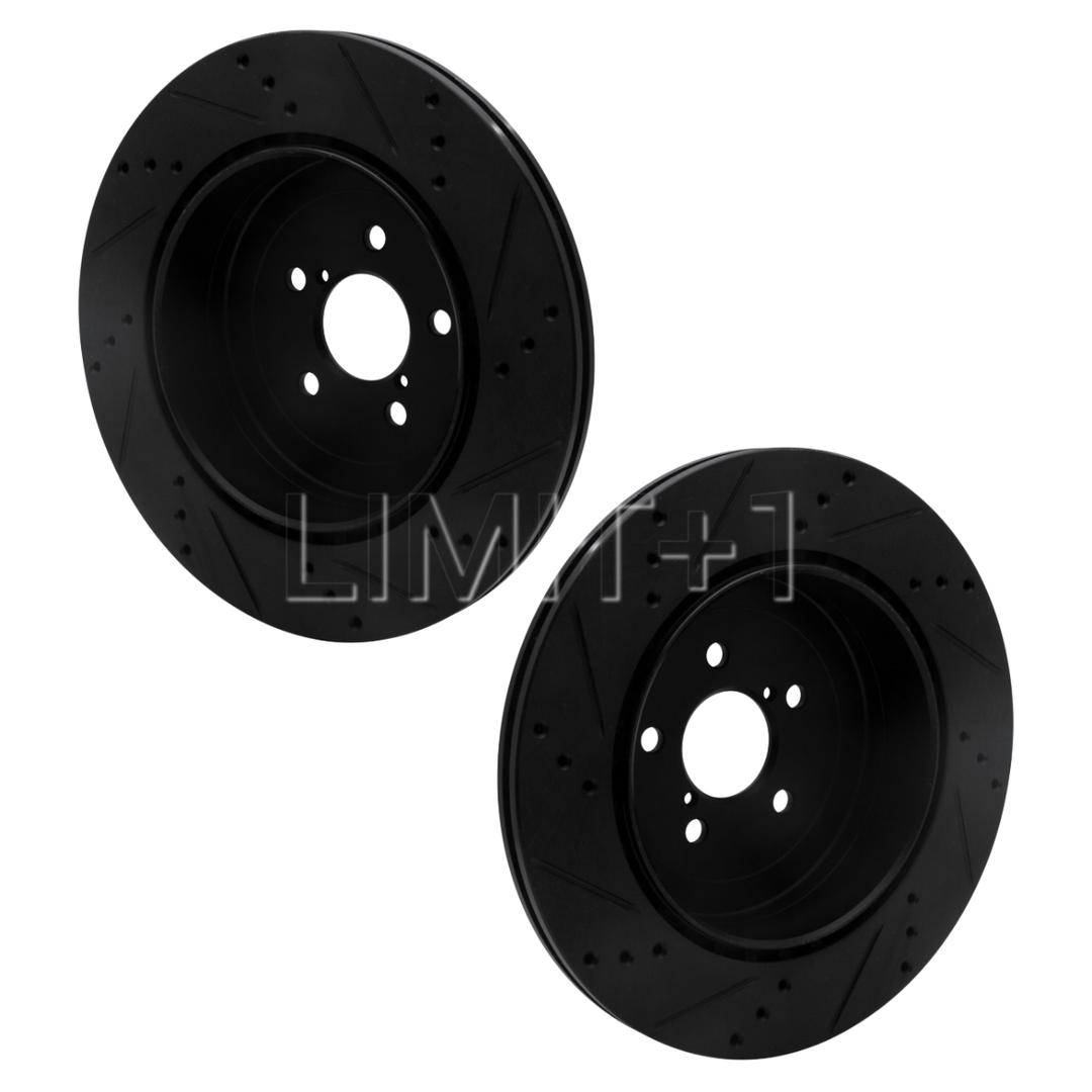 R1 Concepts GR86 / BRZ eLine Black Cross-Drilled Rotors - Rear (Brembo)