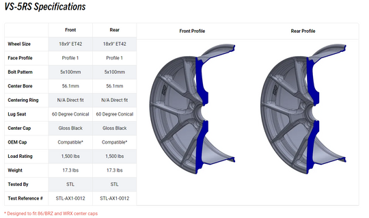 Apex GR86 / BRZ VS-5RS Forged 5x100 Wheels (SET OF 4)