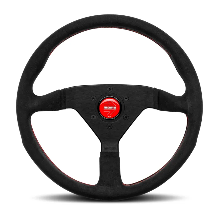MOMO Monte Carlo Alcantara Steering Wheel, Blk/Red, 350 mm
