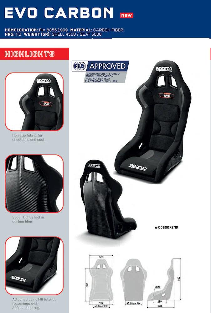 Sparco EVO Carbon Fiber Racing Seat
