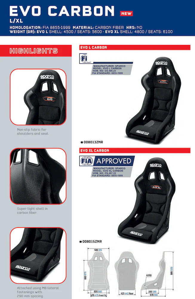 Sparco EVO Carbon Fiber Racing Seat