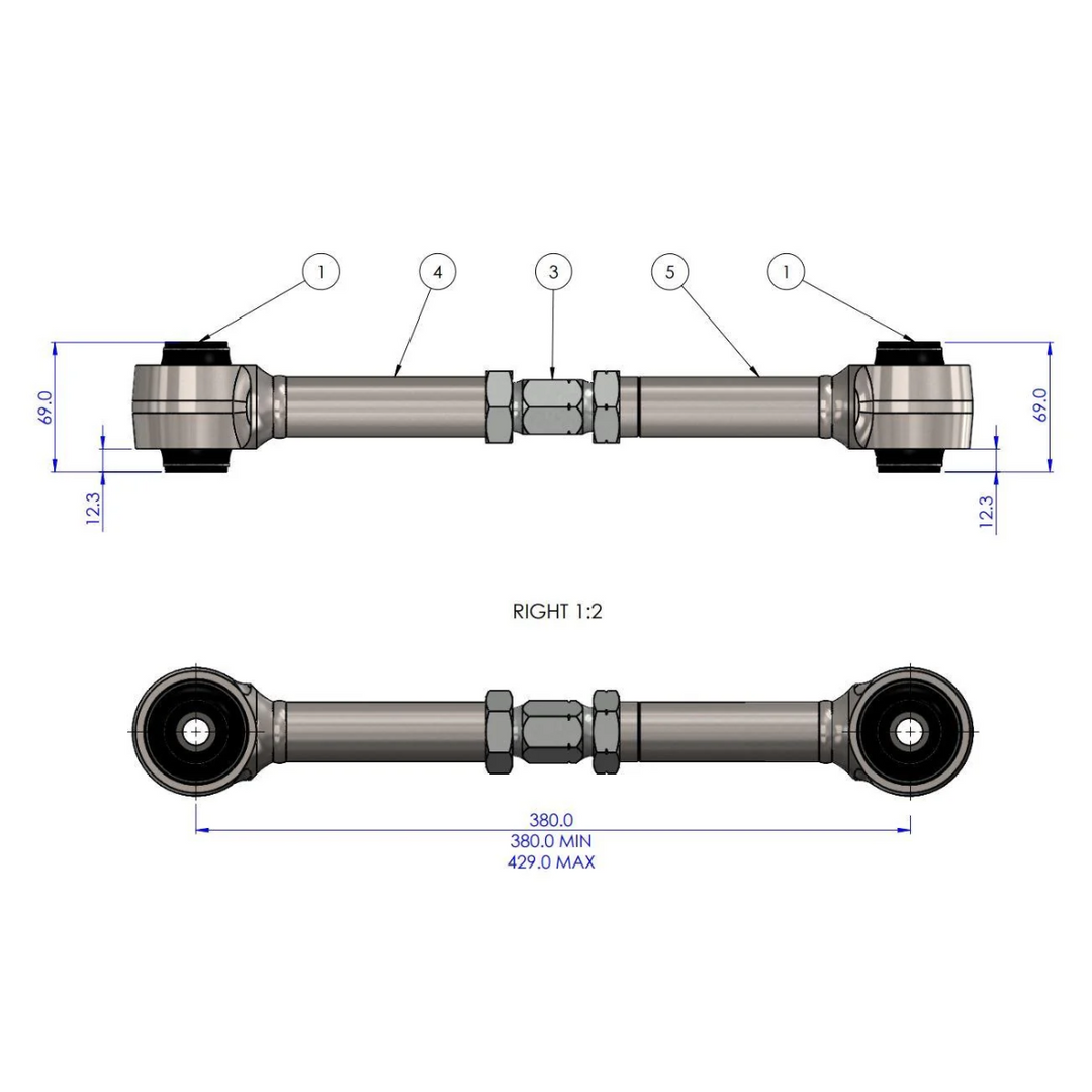 Superpro 2024+ Tacoma HD Adjustable Upper Trailing Arm Set2