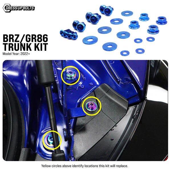 Dress Up Bolts GR86 / BRZ Titanium Trunk Hardware Kit